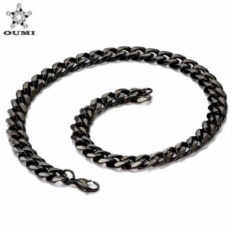 Manufacturer Jewelry Black Color Curb Chain for Men Jewelry Stainless Steel Chain Necklace