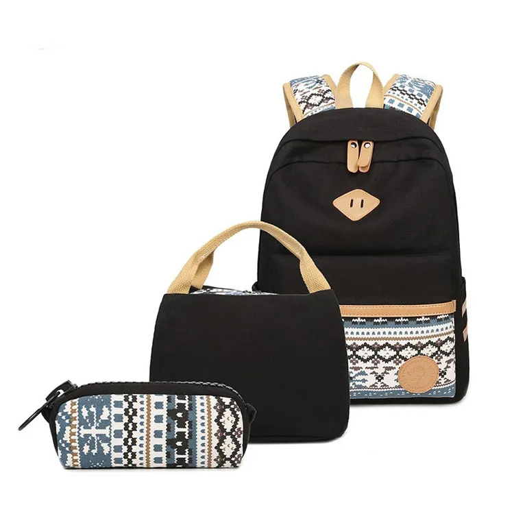 Conjunto de 3 peças mochilas escolares personalizado, mochilas meninas adolescentes tamanho médio de mochila com caixa de almoço