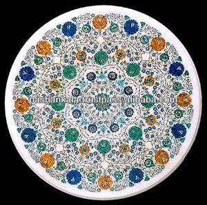 Micromosaico de mármol blanco, incrustación de mesa de centro - Product Image 1