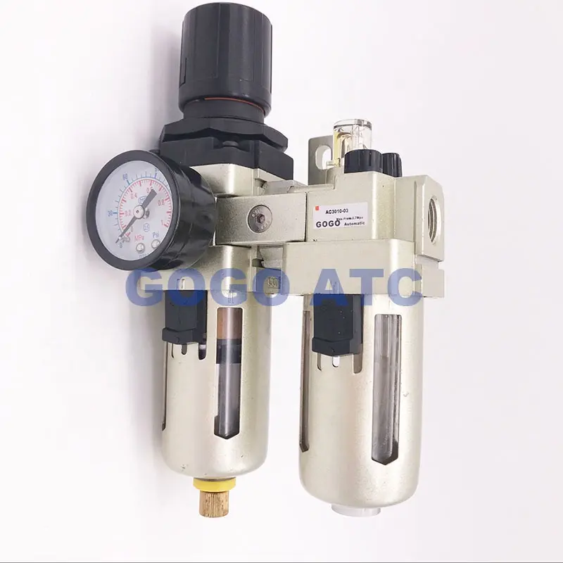 Pneumatique FRL Combinaison AC3010-02 1/4 pouces AC3010-03 3/8 Manuel de vidange automatique de pression de filtre à air régulateur et lubrificateur