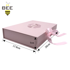Premium High Quality Pink Flip Top Gift With Silk Ribbon , Cardboard Folding Storage For Swimwear Coat Soft Box
