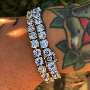 18K sterling silver adjustable CZ Iced Out Zircon Tennis Bracelet For Hip Hop Women Men Single Row Rhinestone Jewelry Gifts