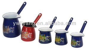 la etiqueta completa del esmalte olla de café conjunto 5 piezas batería de cocina olla taza de café conjunto con la manija - Product Image 1