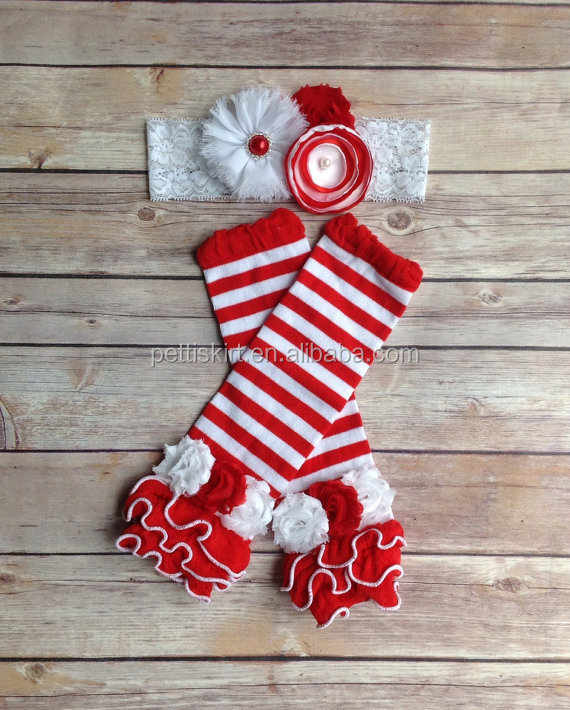 Детские цветочные леггинсы с оборками Рождественские полоски детские грелки для ног