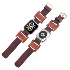 Lujo personalizado pulsera para <span class=keywords><strong>Apple</strong></span> <span class=keywords><strong>Watch</strong></span> <span class=keywords><strong>Sport</strong></span> <span class=keywords><strong>correa</strong></span> de cuero, de madera banda de reloj para iwatch banda de cuero - Product Image 5