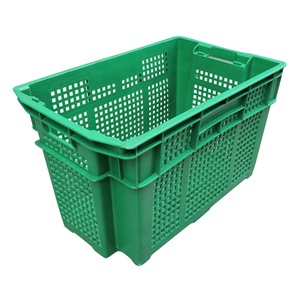 QS Heavy Duty Nest <strong>Stackable</strong> Storage Container Crate Wholesale Durable Mesh Supermarket Plastic <strong>Basket</strong> for Vegetable Fresh Fruit - Product Image 2