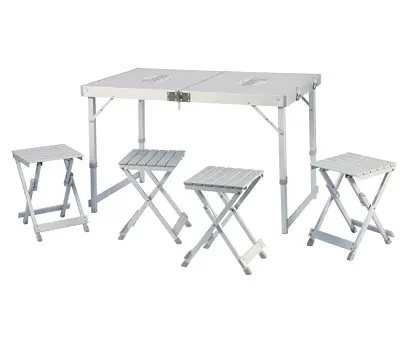 Aluminium Outdoor Draagbare Vouwen Frame Inklapbare Camping Eettafel Meubels Opvouwbare Metalen Tuin Picknick Met 4 Stoelen