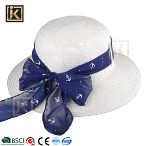 JAKIJAYI papel blanco de buena calidad hecho señoras floppy <span class=keywords><strong>beach</strong></span> sun sombrero de paja de ala ancha - Product Image 1