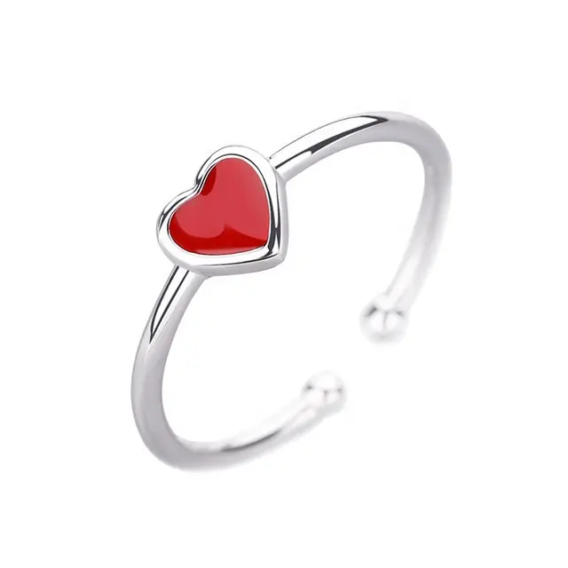Лучший подарок милые ювелирные изделия стерлингового серебра 925 Красный кольцо