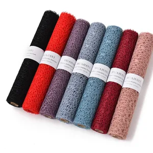 Shinewrap Jacquard โพลีเอสเตอร์ตาข่ายของขวัญดอกไม้ห่อกระดาษม้วน