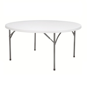 Mesa redonda plegable de plástico para exteriores, 8 personas, 10 sillas, mesas de fiesta, 5 pies, 180cm - Product Image 1
