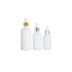 White glass essential oil / anointing glass / liquid dropper bottle for skin care