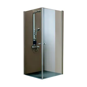 Bathroom shower cabin room curve aluminum frame double sliding shower door tempered glass shower enclosure