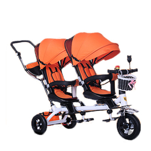 Poussette pivotante multifonction double <span class=keywords><strong>siège</strong></span>, pour <span class=keywords><strong>bébé</strong></span>, tricycle avec deux places - Product Image 3
