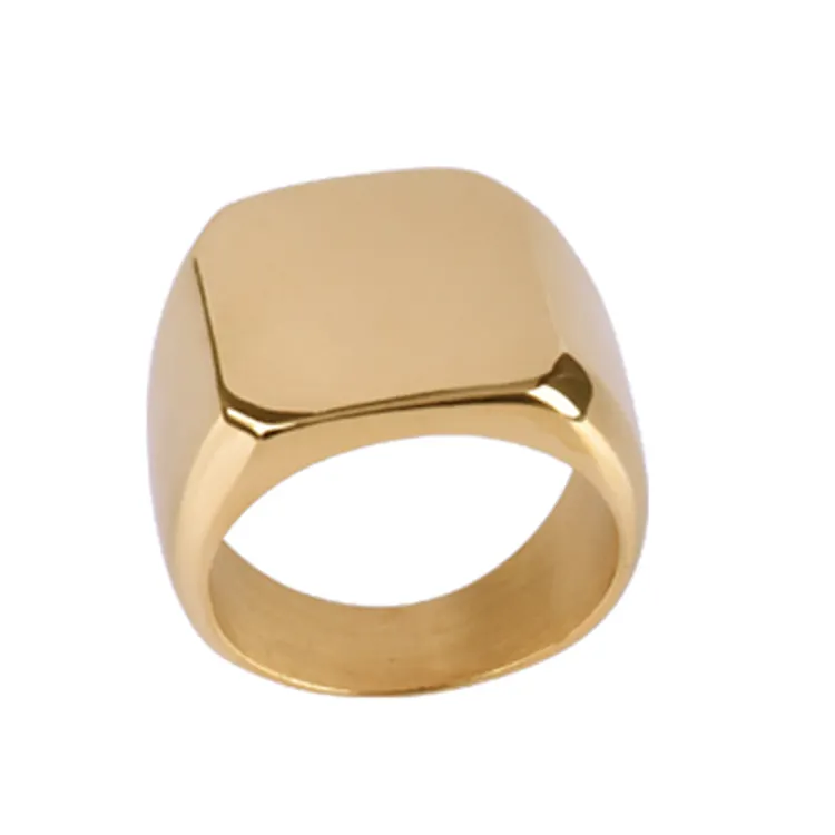 Wholesale Custom High Polished Gold Plated Blank Signet Men Ring