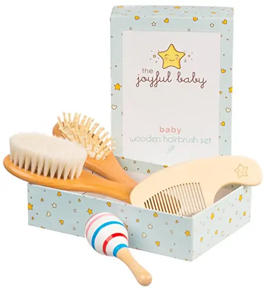 Wooden extra soft bristles grooming bath baby hair comb and brush