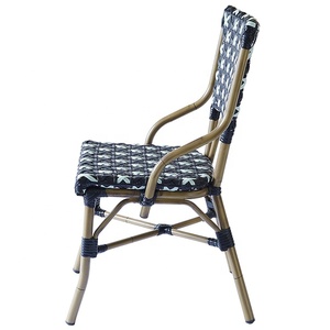 Bleu français <span class=keywords><strong>Paris</strong></span> extérieur café en osier aluminium salle à manger meubles jardin Restaurant rotin Bistro chaises - Product Image 3