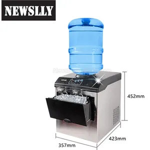 Newslly Amazon Hot Sale Automatic Stainless Steel 15kg Round Ice Maker with LCD display for Home Office Cabin Bar Use