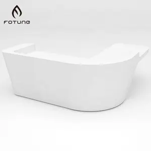 White curved reception desk solid surface material office reception desk counter