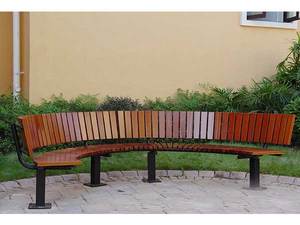 مخصص الحديد الزهر ألواح خشبية منحنية حديقة شبه دائرة في الهواء الطلق مقعد مع مسند الظهر - Product Image 2