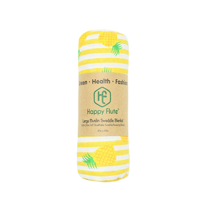 Heureux Flûte usine fournisseur 120 "x 120" haute doux tissu imprimé <span class=keywords><strong>mousseline</strong></span> couvertures bébé swaddle wrap - Product Image 5