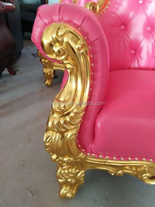Rose chaise trône roi royale, fauteuil bergere en pu, chaise de barcelone en cuir - Product Image 2