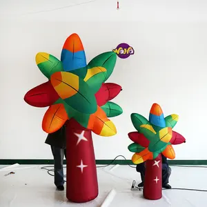 Şişme santa ve palmiye ağacı ışık şişme ağacı büyük şişme çiçek bitkiler fırçalı Sahne arka plan dekorasyon için