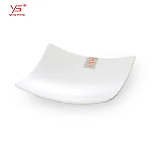 High Quality Melamine Square White Rake Angle Plate Dinner Plastic Tableware