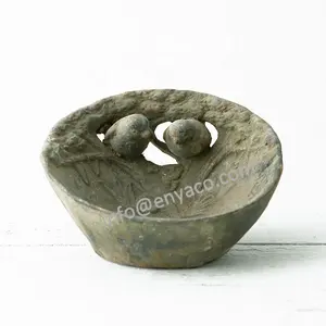 Dökme demir Birdbath bahçe kalp şekli yemek ve güzel kuşlar dekoratif Metal kuş banyosu besleyici kase Metal açık