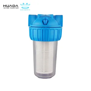Pré-filtro manual de purificação de água doméstica de 7 polegadas com malha de nylon PP e material ABS para filtragem doméstica