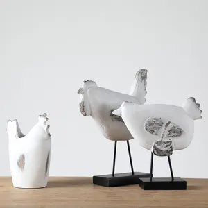 Estatua de pollo y Pájaro de diseño artístico de resina para decoración del hogar, superventas