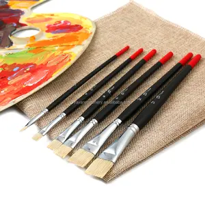 Flat Quality Hog Bristle Artist Paint Brushes Set、Oil Artist Brush Suppliers