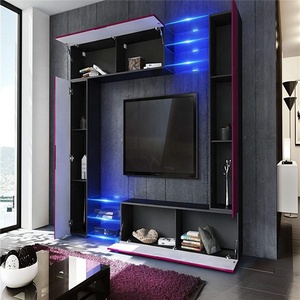 Tùy biến độ bóng cao LED chiếu sáng kính kệ tường đơn vị TV đứng với 2 cửa ra vào và 2 cánh tà - Product Image 3