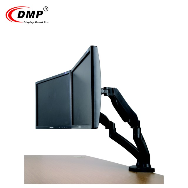 Space Generator 13" - 27" TV Size Computer Dual Desk Mounted Monitor Arm Support