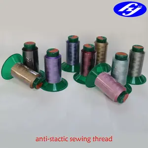 40Ne, 3ply con 20D filamento conductor poliéster antiestático hilo de coser