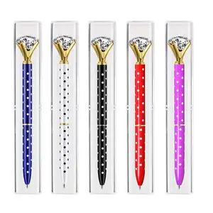 Diamond Pen Metal Ballpoint Pen dengan Kristal Besar Berlian Desain Yang Funky Queen 'S Tongkat Gaya Mahkota Alat Kantor