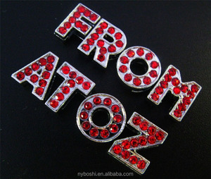 Bán Sỉ Trang Sức Hợp Kim Thời Trang 8Mm Pha Lê Chữ Cái Nhiều Màu Sắc Phụ Kiện Hạt Charm Trượt - Product Image 3