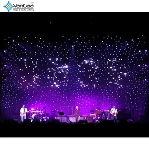 Tirai Bintang Led Fleksibel Kain 4X6M, Tirai Jala Led Fungsi BW DMX Plafon Bintang