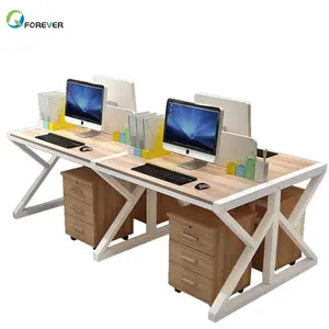 High Gloss Wooden Office Computer Table Desk with Removable Cabinet