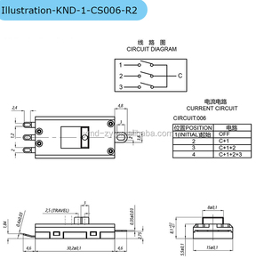 KND-1-CS006-R2 4P4T มินิสไลด์สวิตช์16A 250/125VAC เคลือบด้วยเงิน
