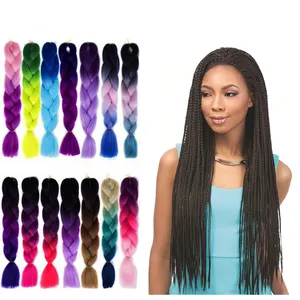 Extensão de cabelo sintético trança, resposta 24 polegadas 100g crochê jumbo extensões de cabelo 3 cores caixa tranças
