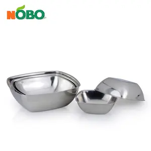 European new design tableware metal bowl stainless steel square snack serving bowl