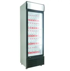 Refrigerador de bebidas vertical, livre de alta qualidade, porta de vidro, refrigerador com luz led