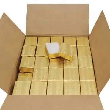 Gold Foil #11 Size Cardboard Jewelry Boxes Cotton Filled Ring Boxes for Gifting and Storage for Rings and Jewelry