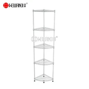 Adjustable 5 Tiers Triangle Chrome Wire Storage Corner Shelving Rack Unit,NSF Approval
