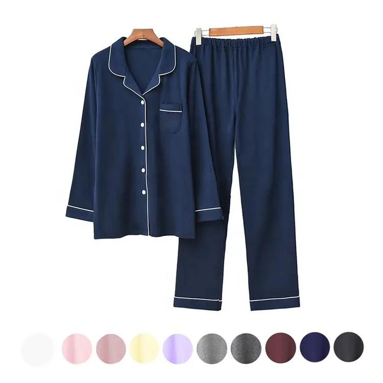 Wholesale Brand Modal Cotton Turn-down Collar Pyjamas for Woman