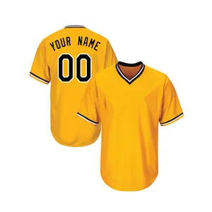 100% Polyester stof baseball shirt groothandel custom afdrukken baseball jersey