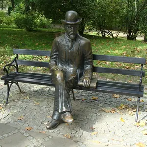Park Dekoration Bronze Sitzen Mann Skulptur auf Bank