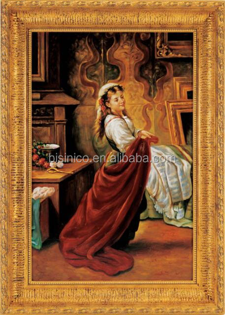 【French Vintage Oil Painting】　油絵　フランス Antique French Rococo Style Oil Painting of Young Woman