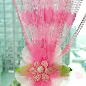 모조리 커튼 하트 디자인 도어-부드러운 핑크 세련된 로맨틱 러브 하트 패턴 룸 창 술 문자열 커튼